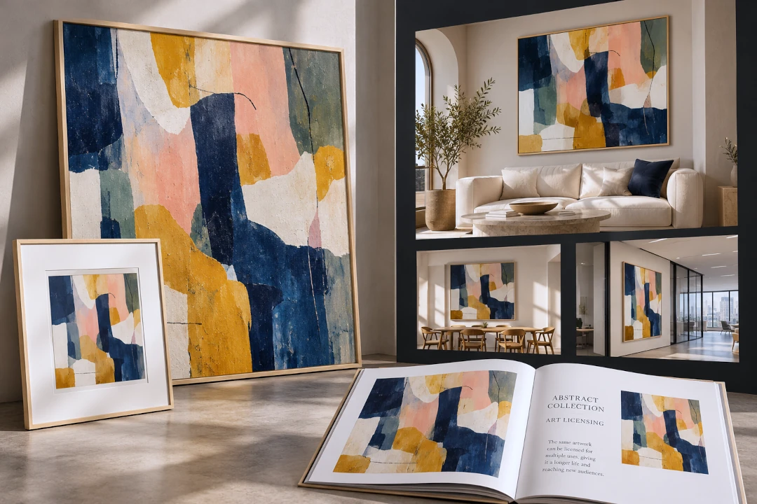 Artist preparing artwork and patterns for licensing opportunities