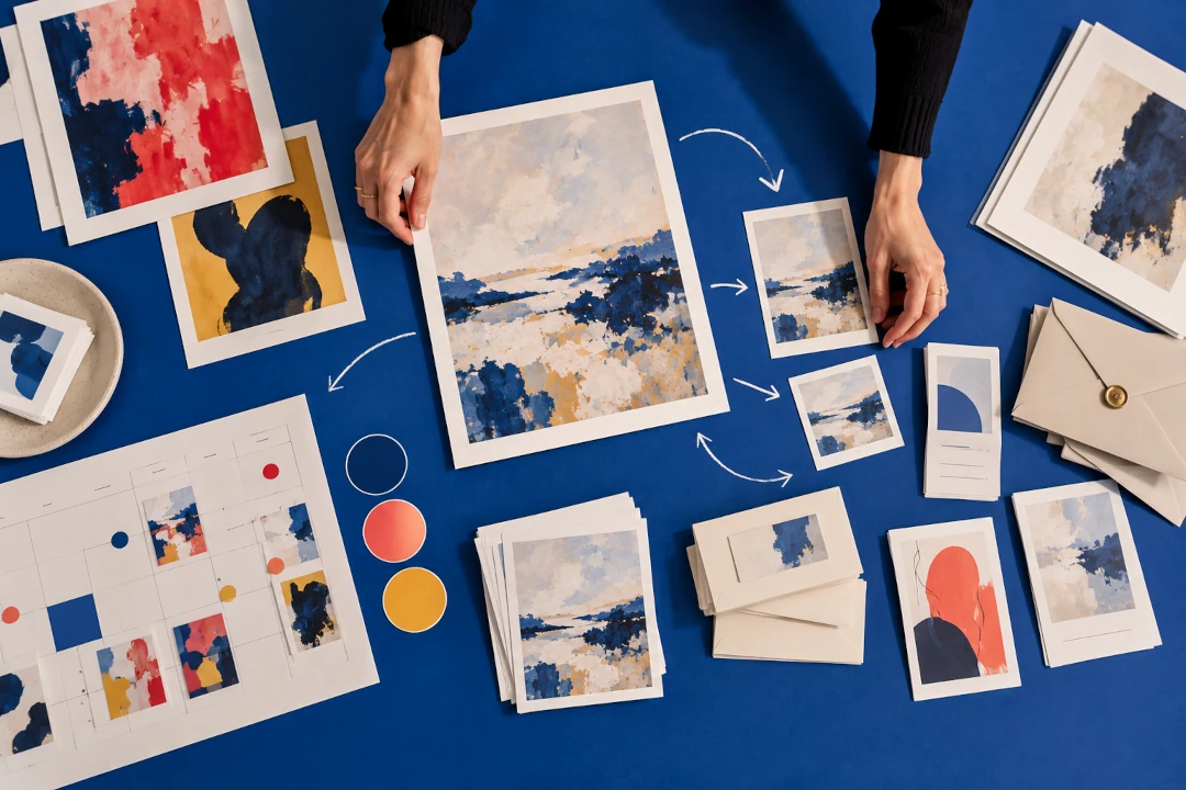 Artist marketing artwork online to reach a larger audience