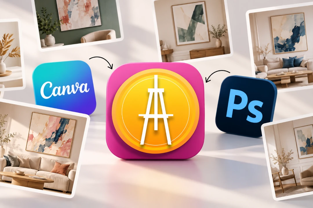 Best art mockup apps for artists showing artwork in realistic interiors