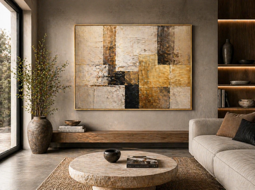 Wall art mockup generator showing artwork in a realistic living room